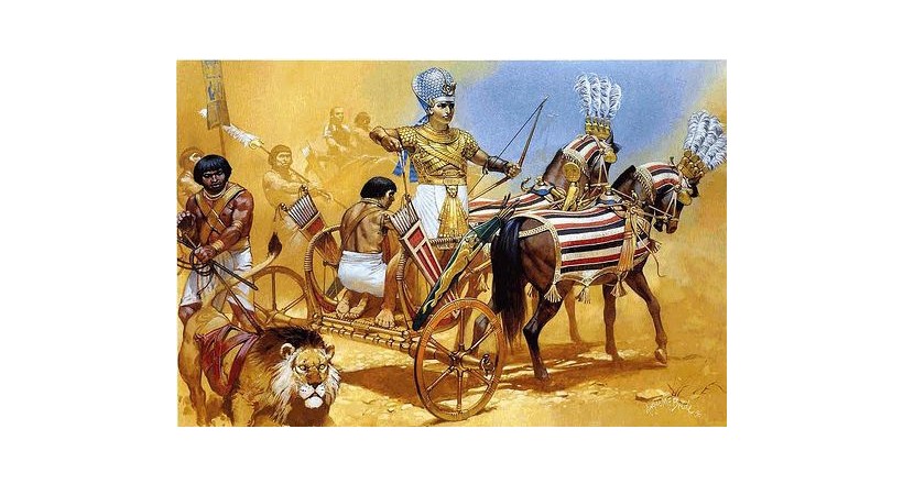 King Ramses II in his royal chariot