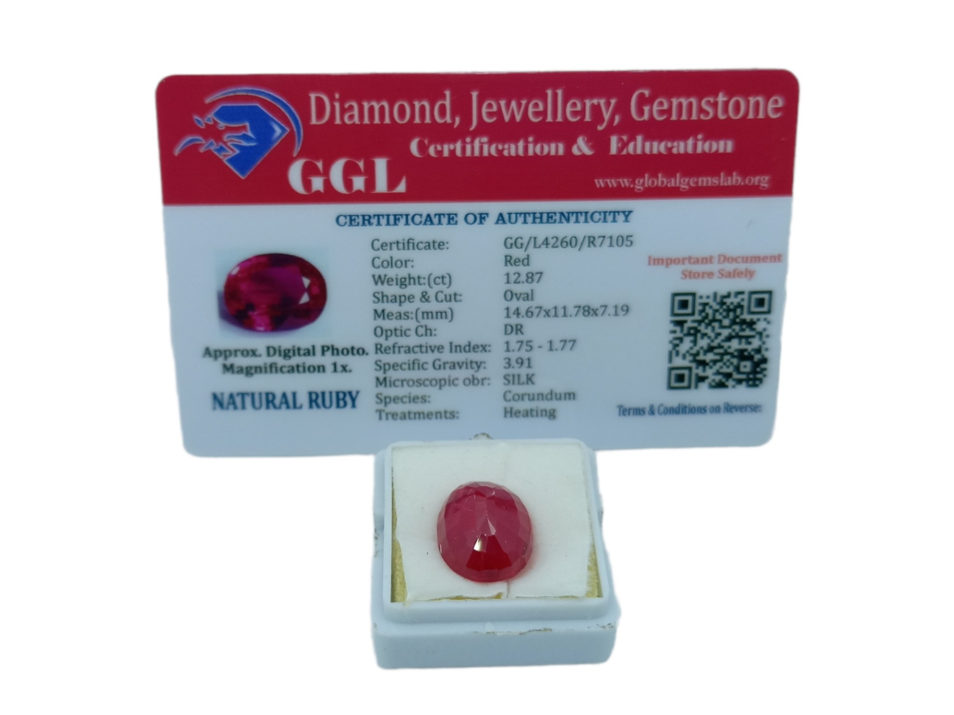 Polished Ruby stone with certificate 