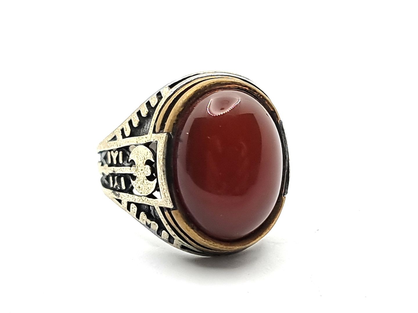 Liver agate silver ring